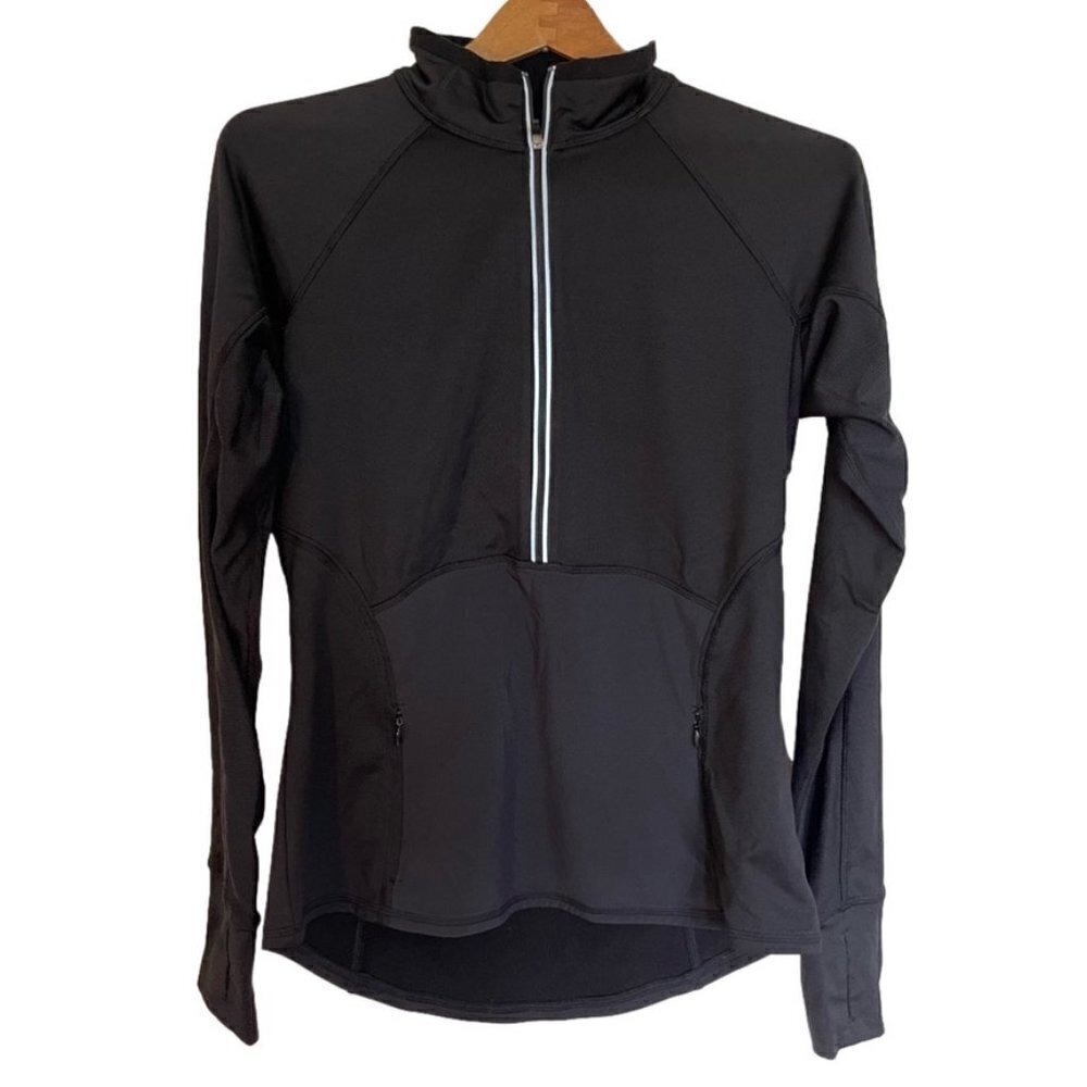 ATHLETA Black Plush Tech Half Zip Size Medium